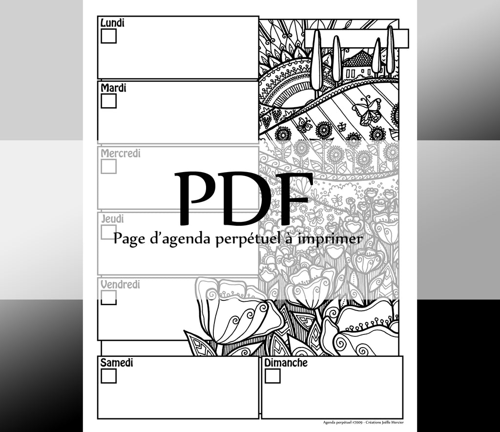 Page #7009 Agenda perpétuel - Téléchargement instantané - PDF à imprimer, TOSCANE 9005