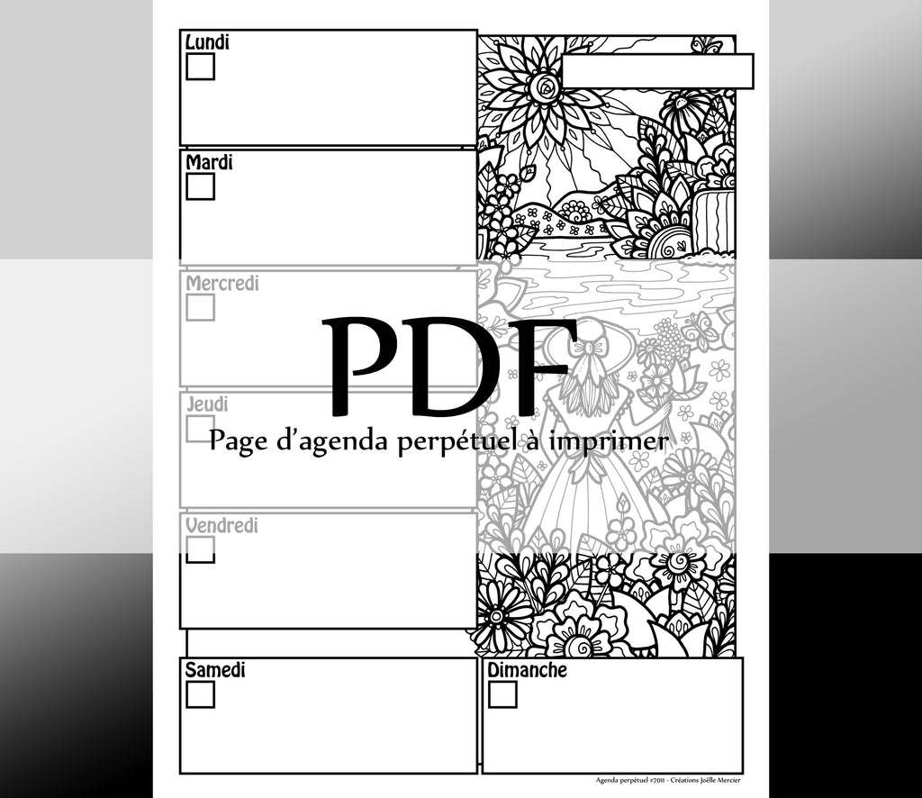 Page #7011 Agenda perpétuel - Téléchargement instantané - PDF à imprimer, DOMAINE FLEURI 8325