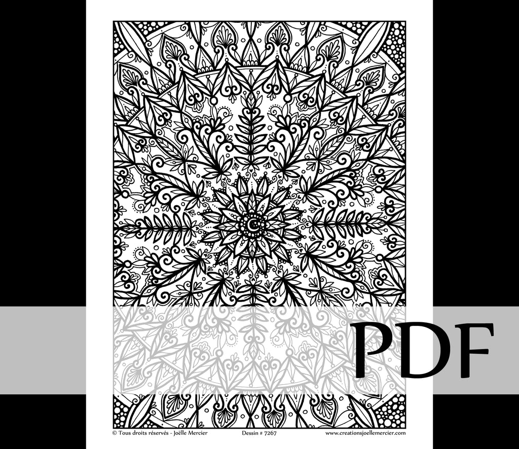 Téléchargement instantané - PDF à imprimer et colorier - FLEUR LUNE #7267