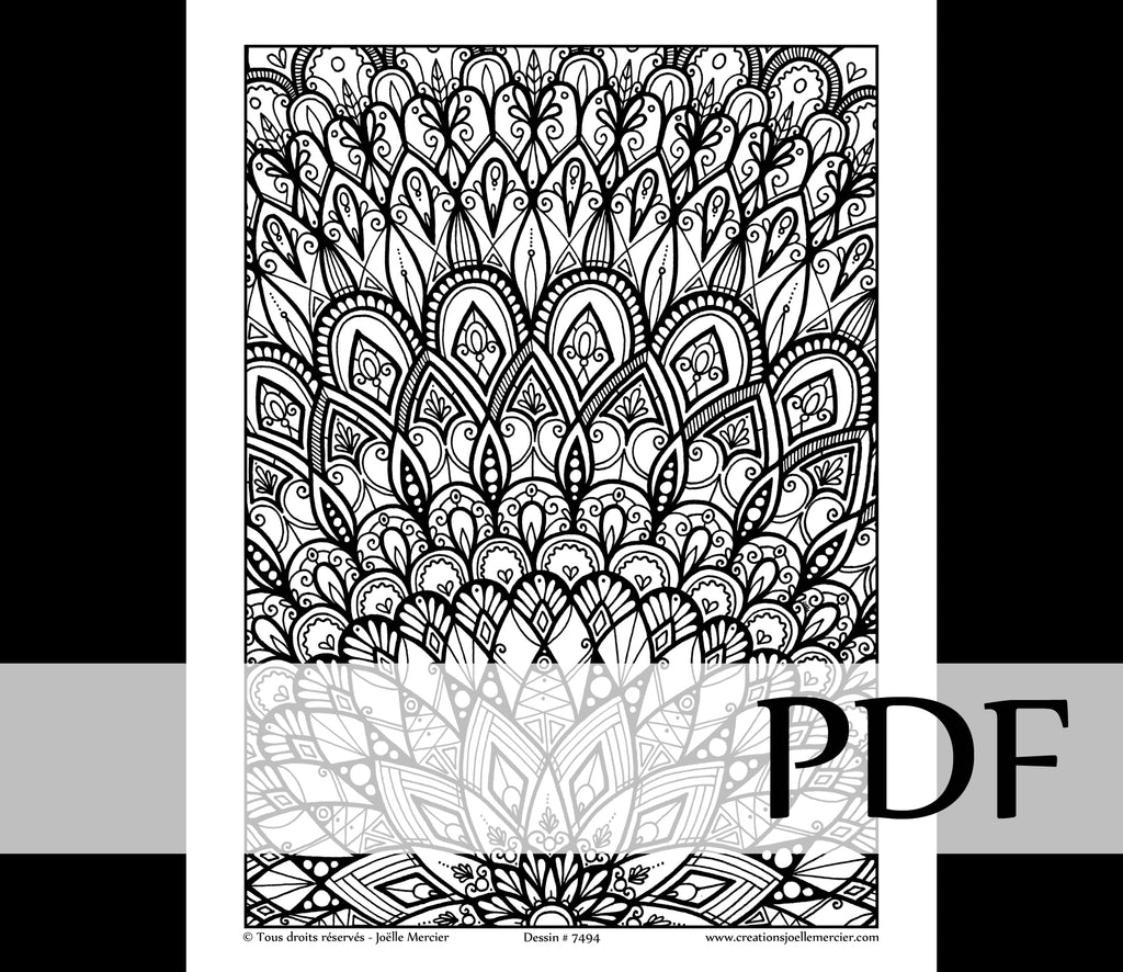 Téléchargement instantané - PDF à imprimer et colorier - DEMIE FLEUR #7494