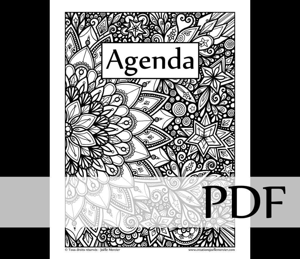 Couverture Agenda perpétuel - Téléchargement instantané - PDF à imprimer, #7520 MANDALA CIEL ÉTOILÉ