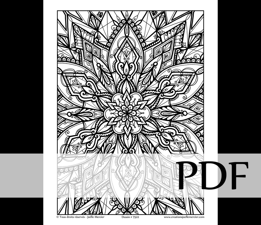Téléchargement instantané - PDF à imprimer et colorier - MANDALA HIVER #7522