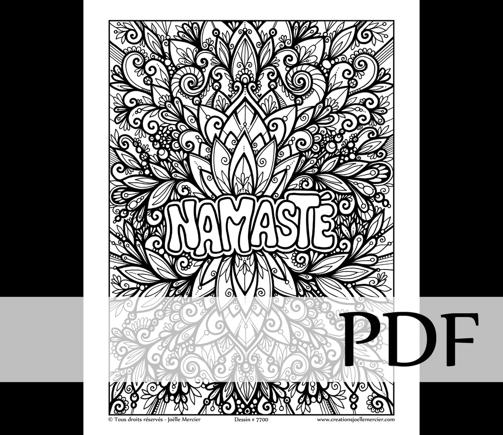 Téléchargement instantané - PDF à imprimer et colorier - NAMASTÉ #7700