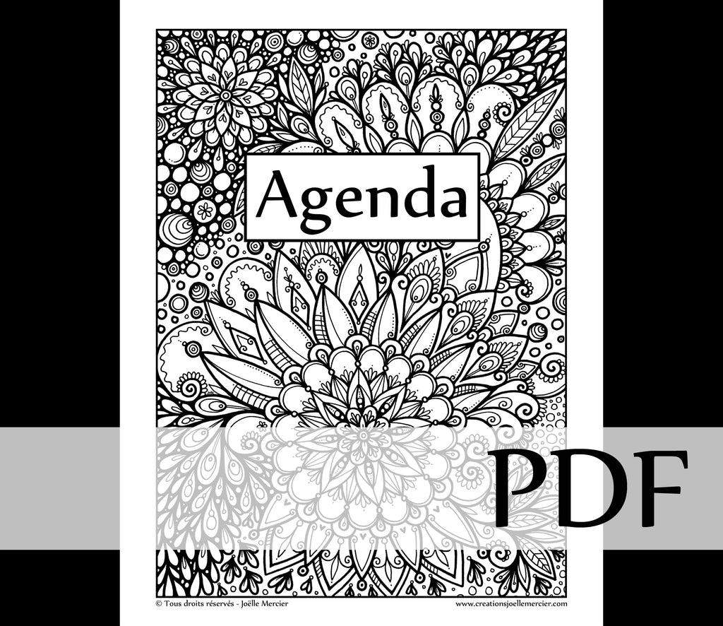 Couverture Agenda perpétuel - Téléchargement instantané - PDF à imprimer, #7701 FLEURS ÉCLATÉES