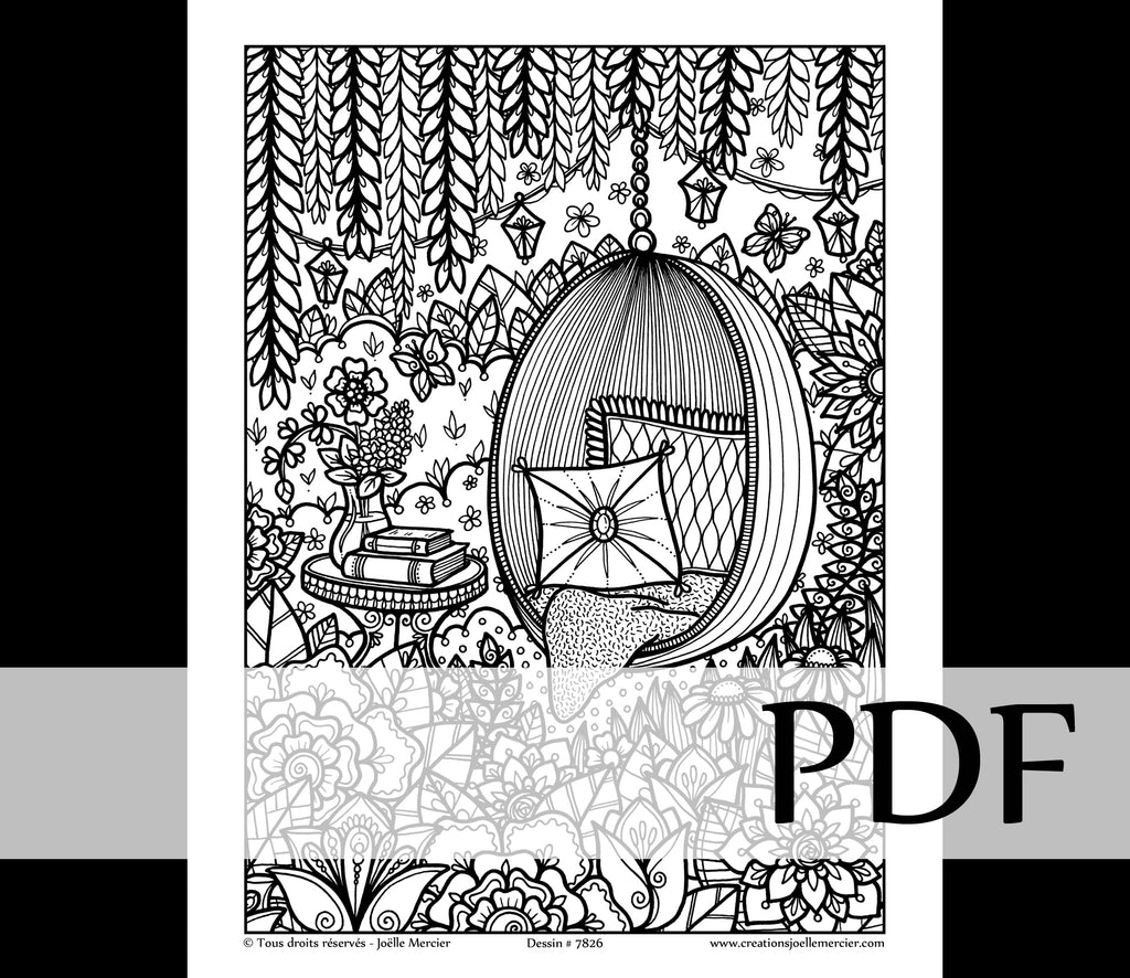 Téléchargement instantané - PDF à imprimer et colorier - RELAXATION AU JARDIN #7826