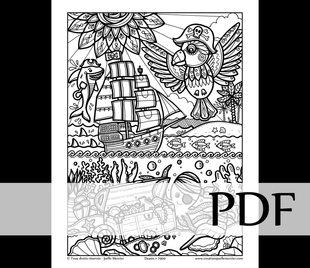 Téléchargement instantané - PDF à imprimer et colorier - LES PIRATES #7900