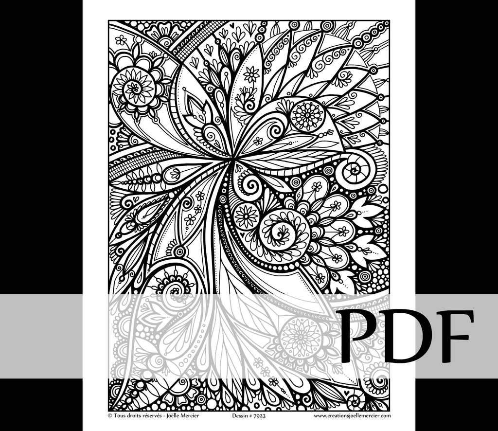 Téléchargement instantané - PDF à imprimer et colorier - ABSTRAIT #7923