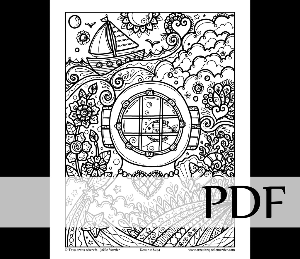 Téléchargement instantané - PDF à imprimer et colorier - SCAPHANDRE #8234