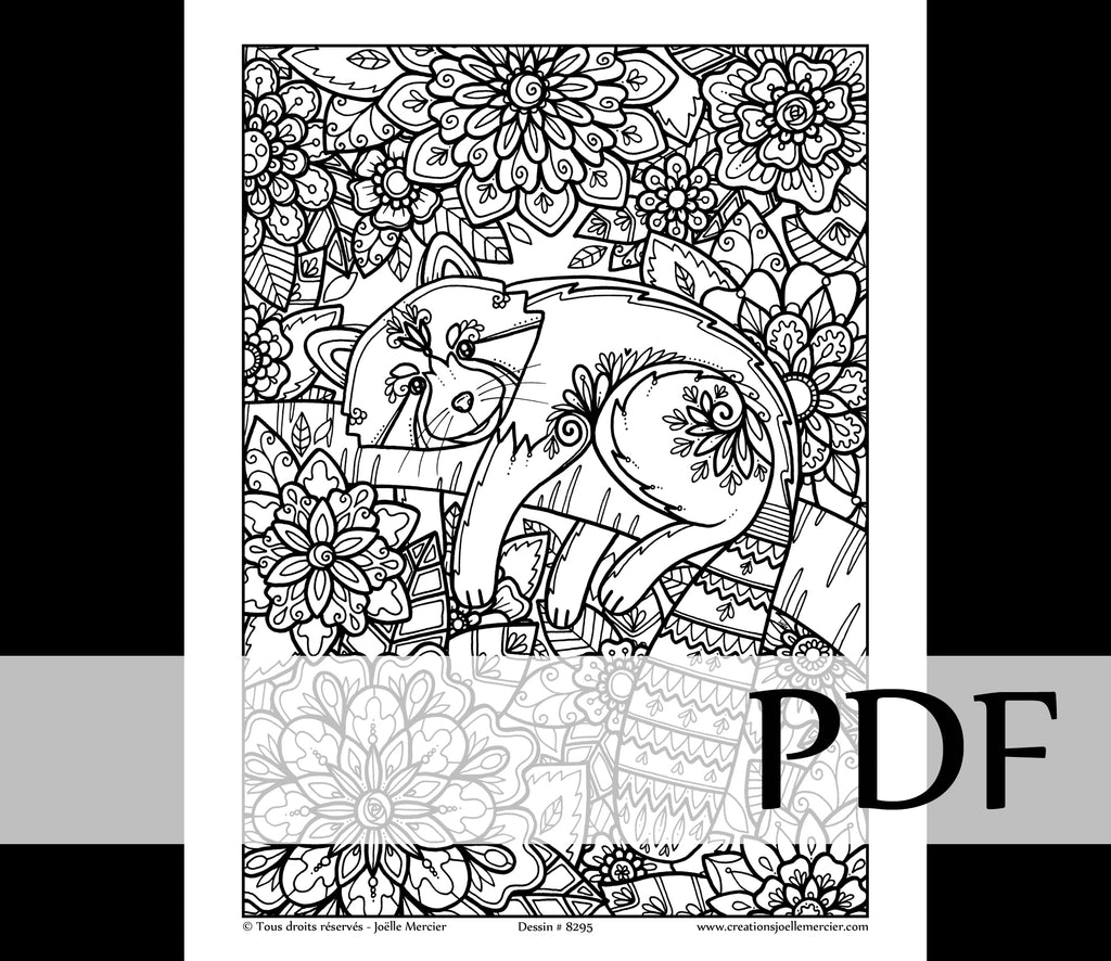 Téléchargement instantané - PDF à imprimer et colorier - PANDA ROUX #8295