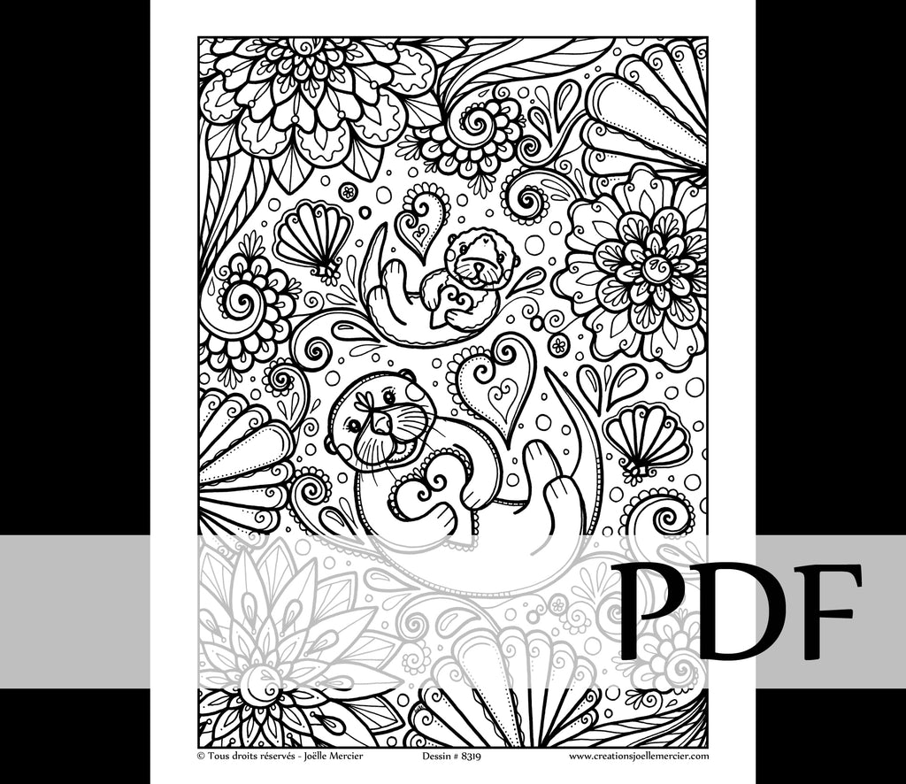 Téléchargement instantané - PDF à imprimer et colorier - LOUTRES #8319