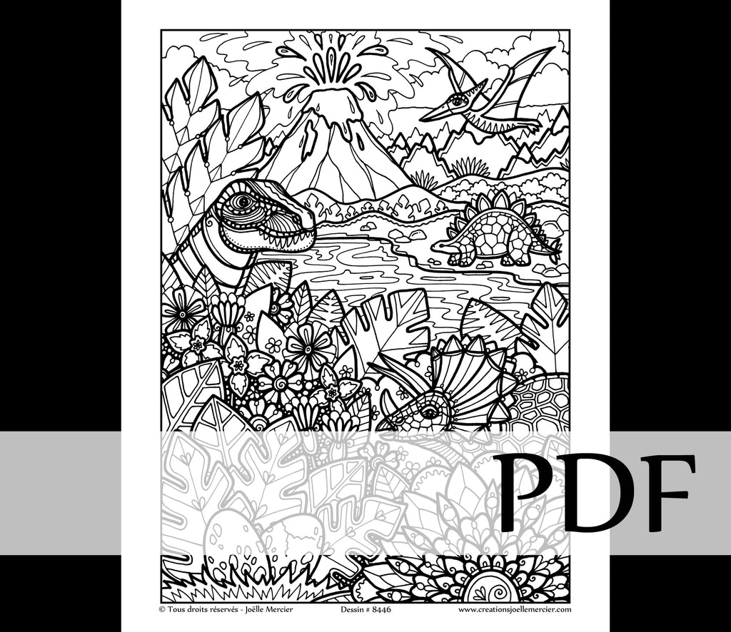 Téléchargement instantané - PDF à imprimer et colorier - DINOSAURES #8446
