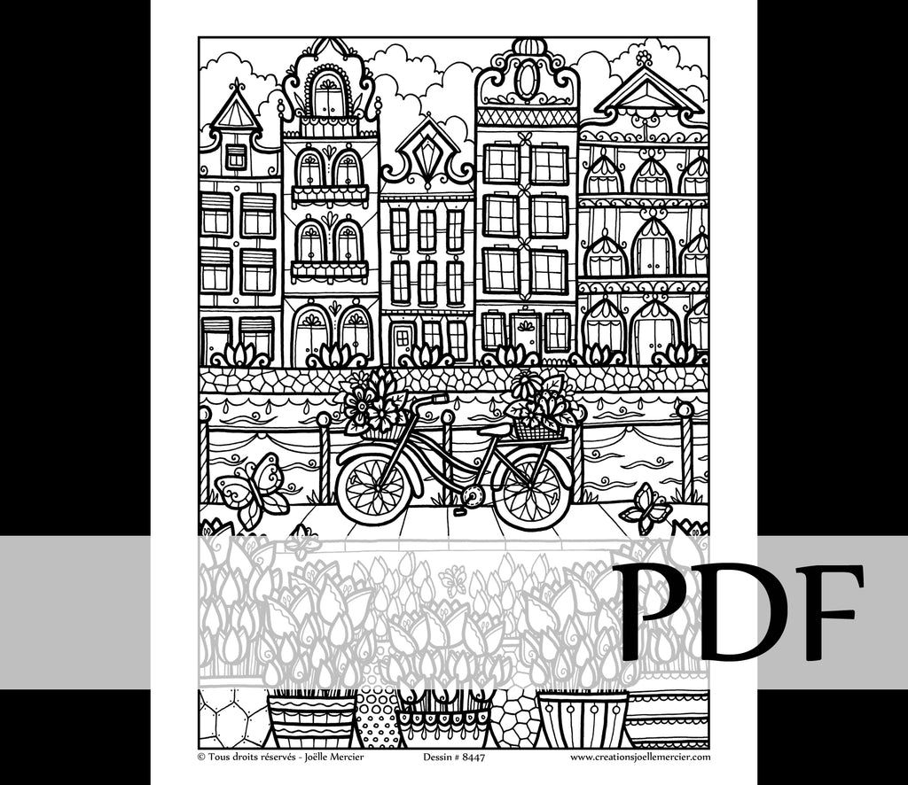 Téléchargement instantané - PDF à imprimer et colorier - AMSTERDAM #8447
