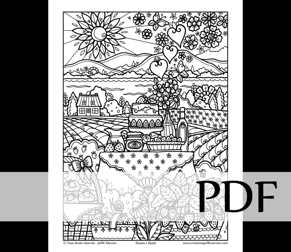 Téléchargement instantané - PDF à imprimer et colorier - Les fraises de l'Île d'Orléans #8549