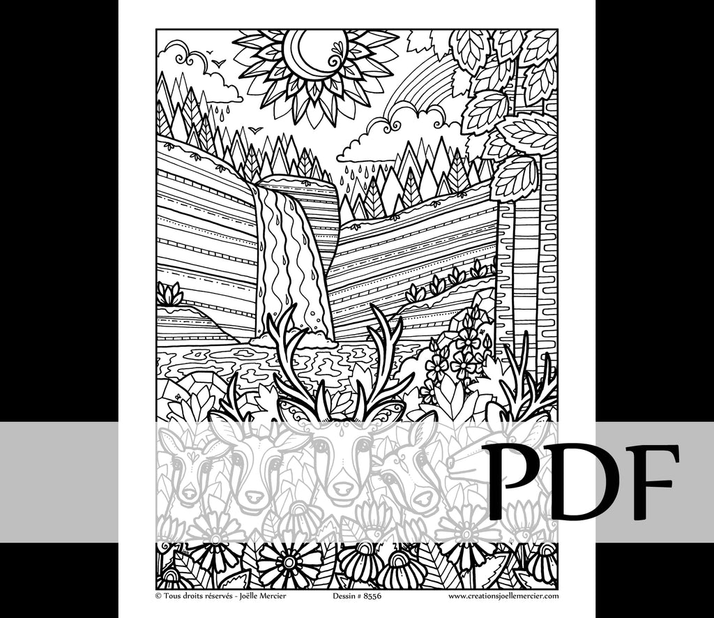 Téléchargement instantané - PDF à imprimer et colorier - Île d'Anticosti, cerfs #8556