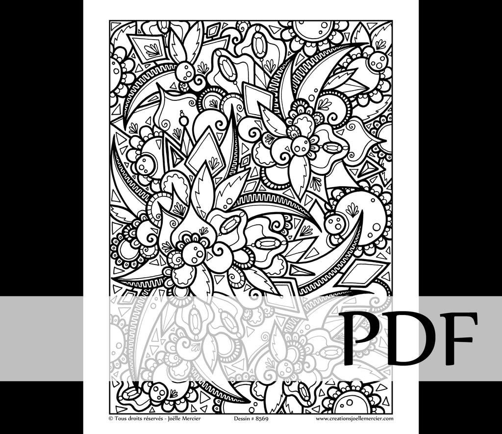 Téléchargement instantané - PDF à imprimer et colorier - ABSTRAIT #8569