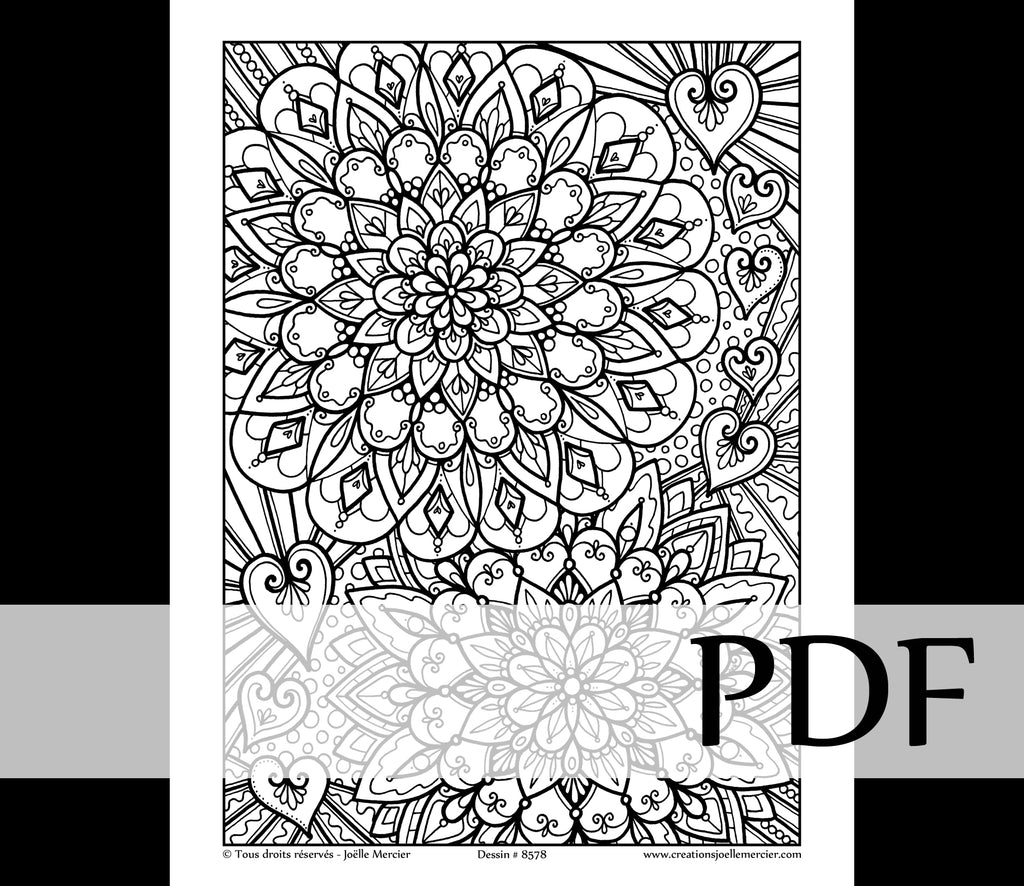 Téléchargement instantané - PDF à imprimer et colorier - DEUX FLEURS #8578
