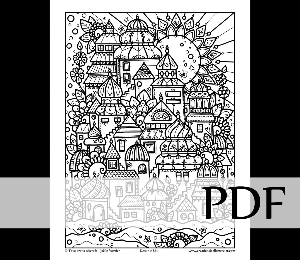 Téléchargement instantané - PDF à imprimer et colorier - LA CITÉ ORIENTALE #8615