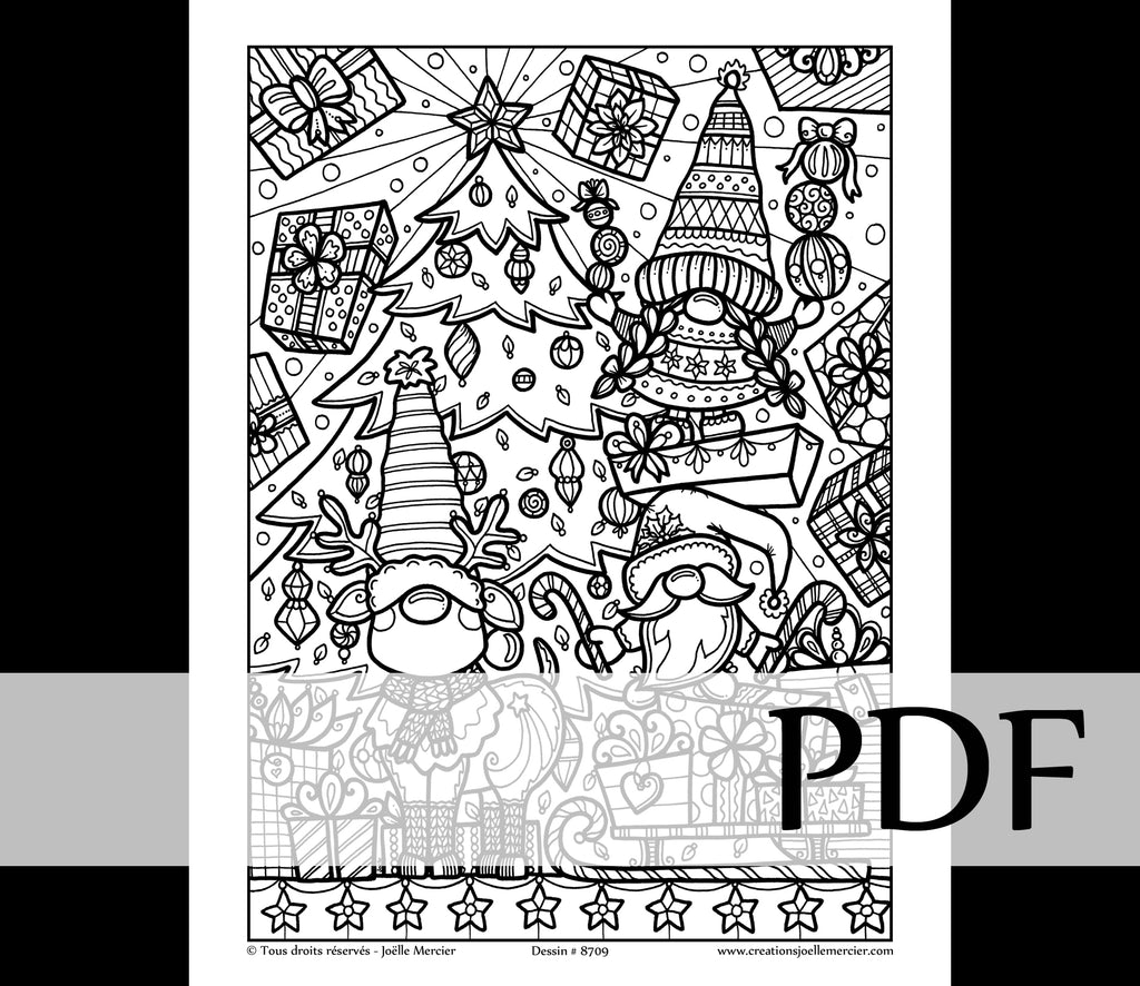 Téléchargement instantané - PDF à imprimer et colorier - LES GNOMES DE NOËL #8709