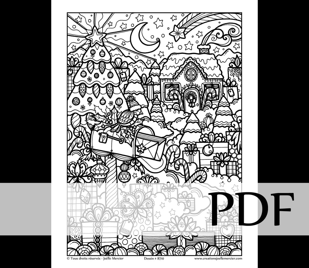 Téléchargement instantané - PDF à imprimer et colorier - LA BOÎTE AUX LETTRES de Noël #8710