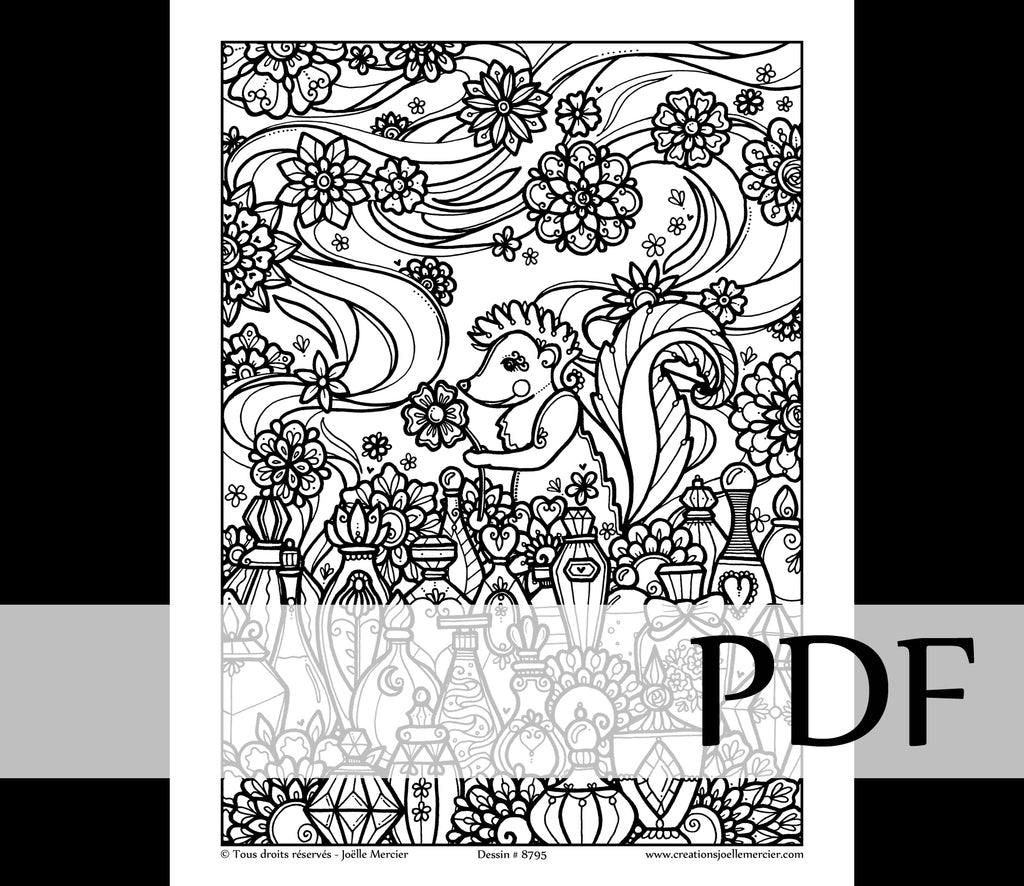Téléchargement instantané - PDF à imprimer et colorier - LA MOUFETTE PARFUMÉE #8795