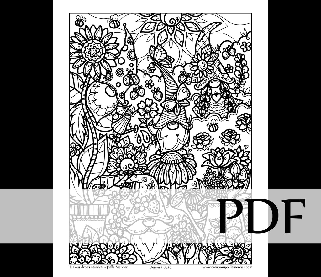 Téléchargement instantané - PDF à imprimer et colorier - LES GNOMES JARDINIERS #8820