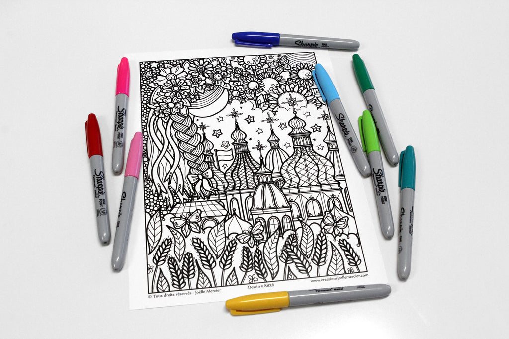 Dessin #8836 Mandala à colorier imprimé sur carton - UKRAINE
