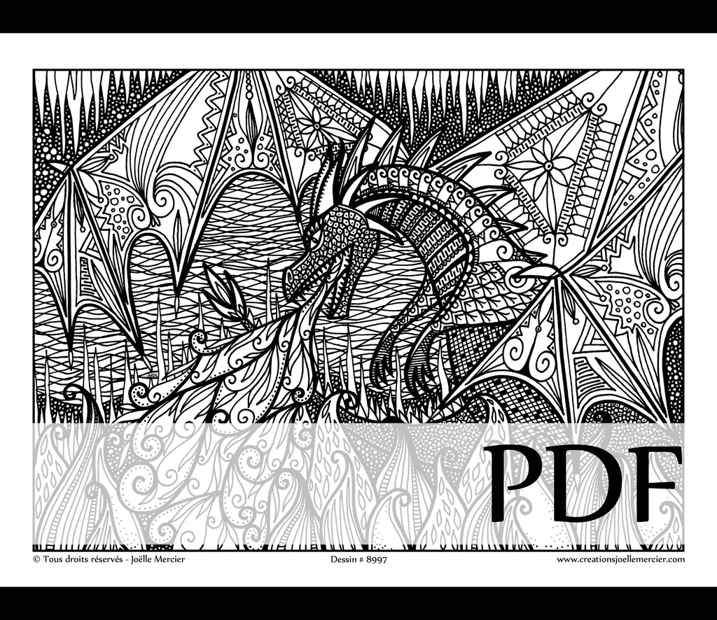 Téléchargement instantané - PDF à imprimer et colorier - Dragon #8997