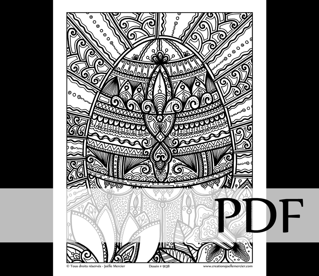 Téléchargement instantané - PDF à imprimer et colorier - GROS OEUF de Pâques #9138