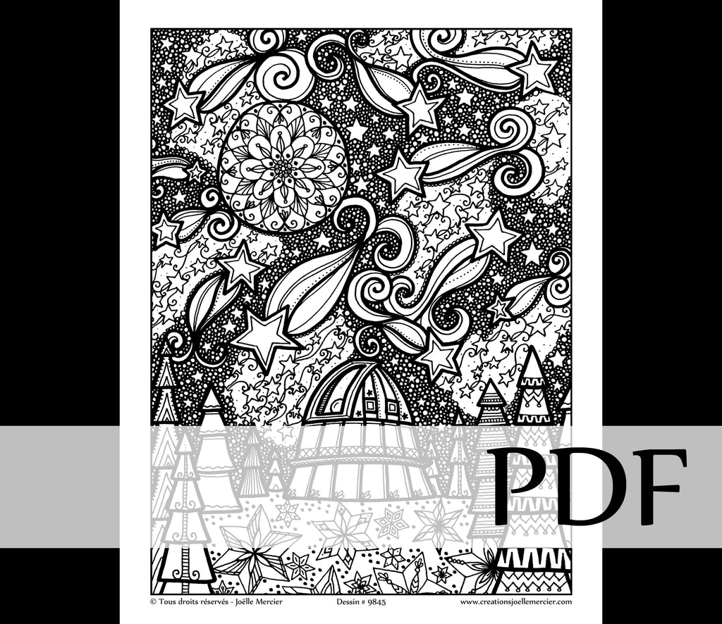 Téléchargement instantané - PDF à imprimer et colorier - Observatoire du Mont-Mégantic, étoiles #9845