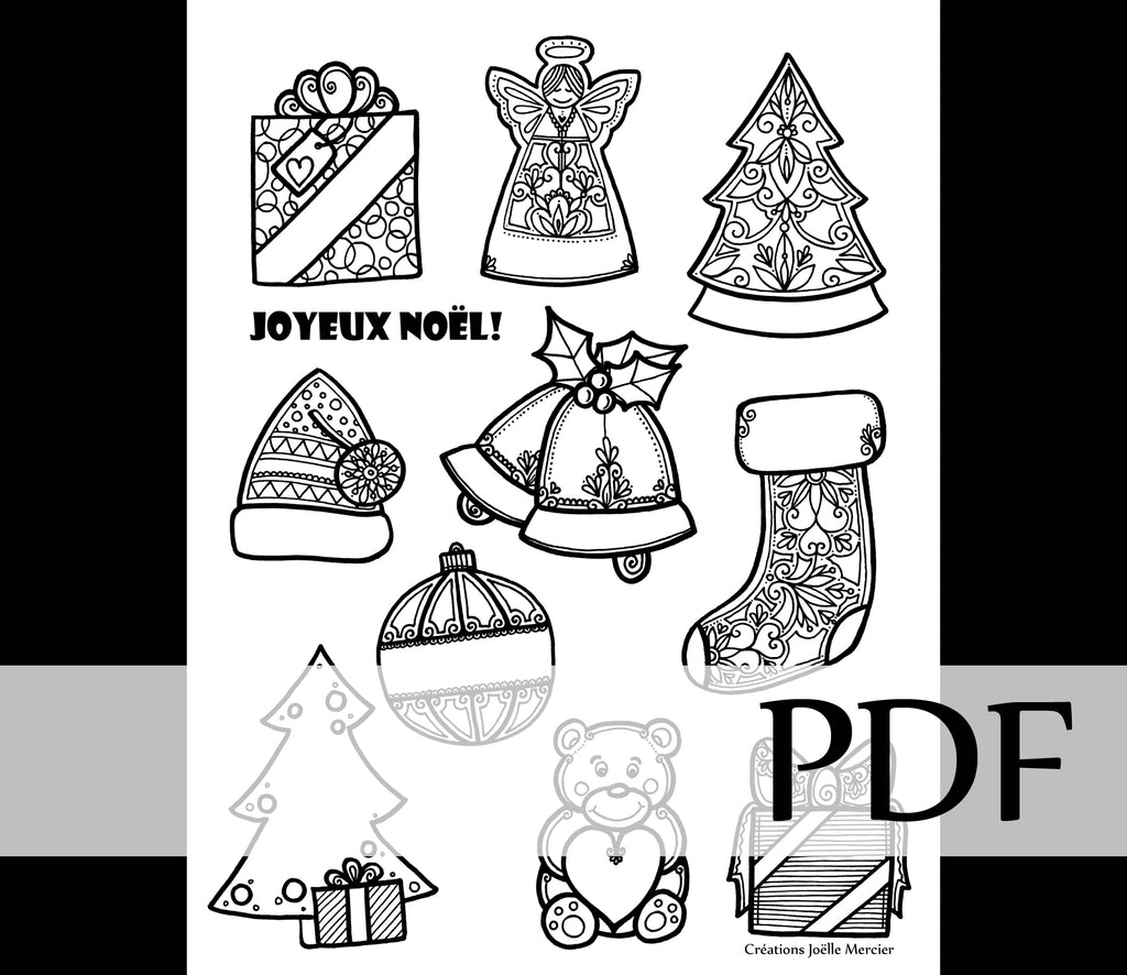 Téléchargement instantané - PDF à imprimer et colorier - Étiquettes pour cadeaux de Noël