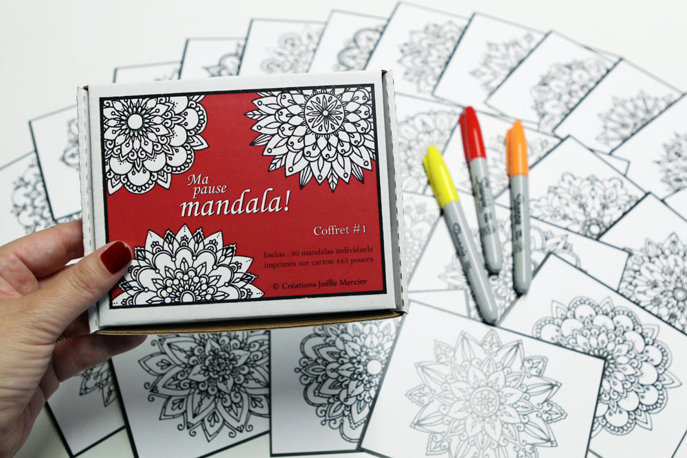 Coffret #1, Ma pause mandala, inclus 30 dessins de petit format à colorier au quotidien