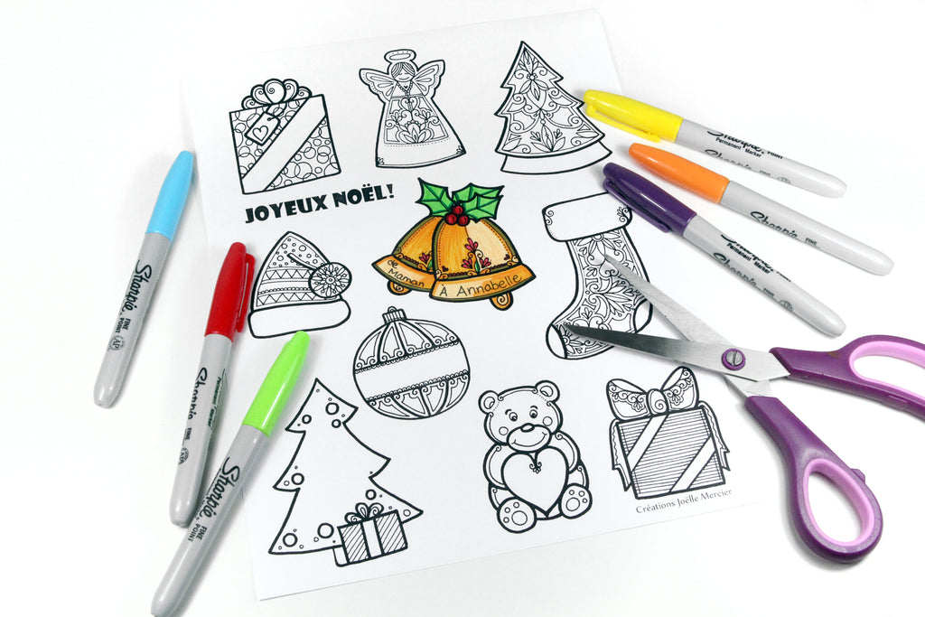 Téléchargement instantané - PDF à imprimer et colorier - Étiquettes pour cadeaux de Noël