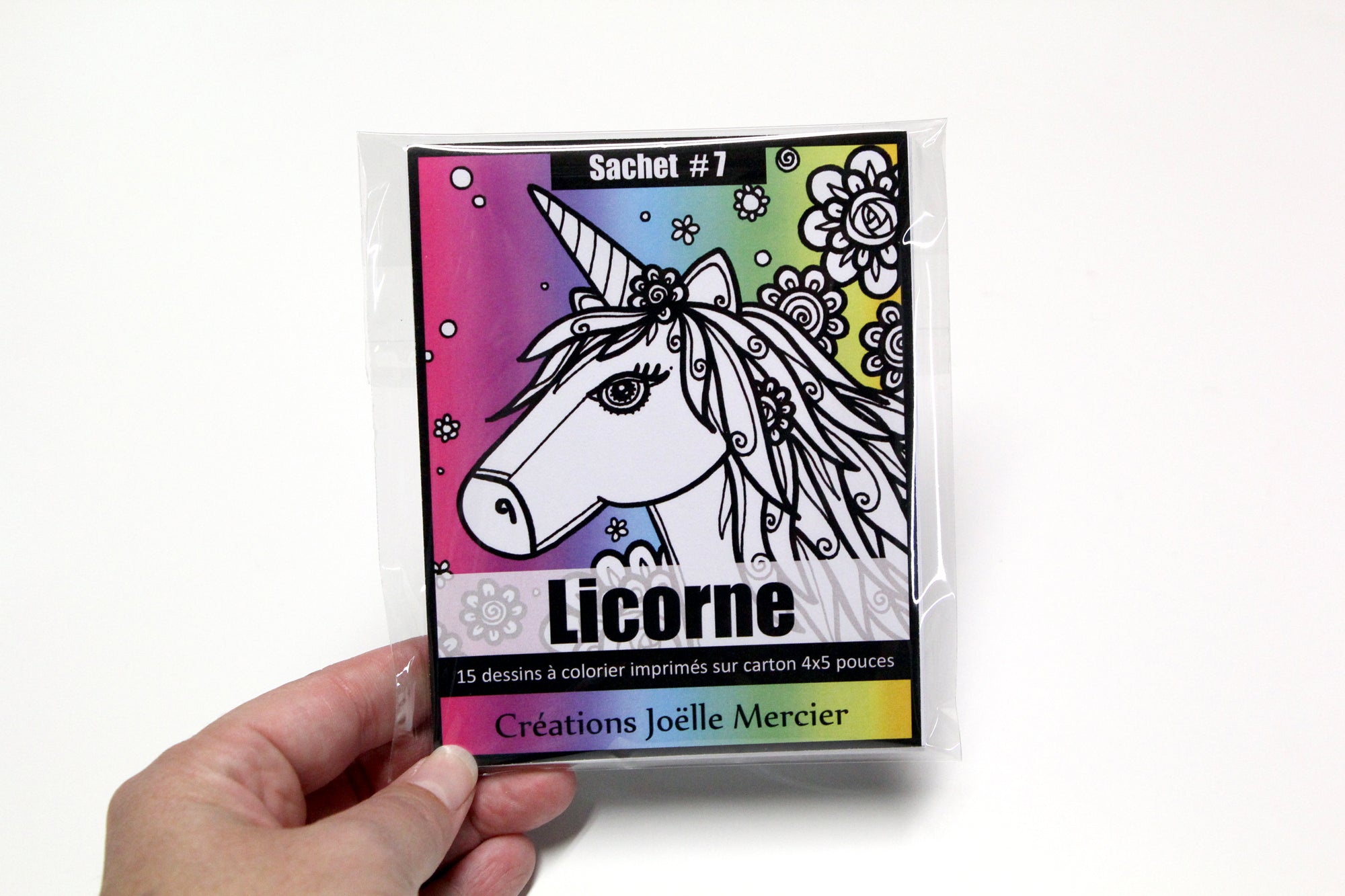 Signet Licorne, marque-page à colorier – Créations Joëlle Mercier