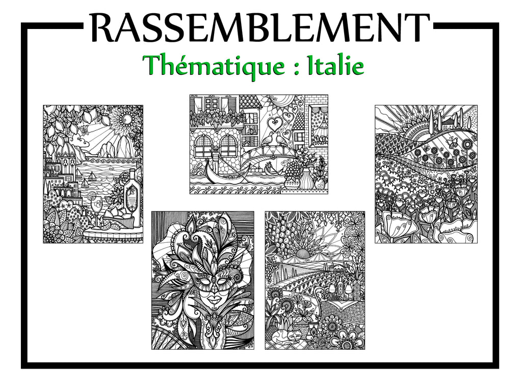 RASSEMBLEMENT thématique ITALIE, 5 dessins inclus #9186 #4244 #9005 #0611 #7967