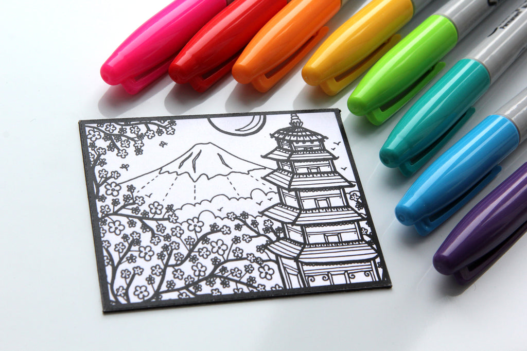 Aimant à colorier, MONT FUJI au JAPON, paysage, voyage