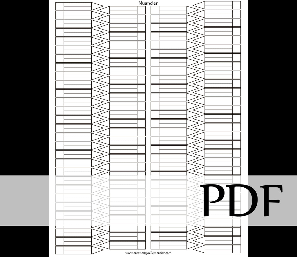 PDF Nuancier à colorier pour classer vos couleurs, coloriage, classement, charte, version 114 espaces