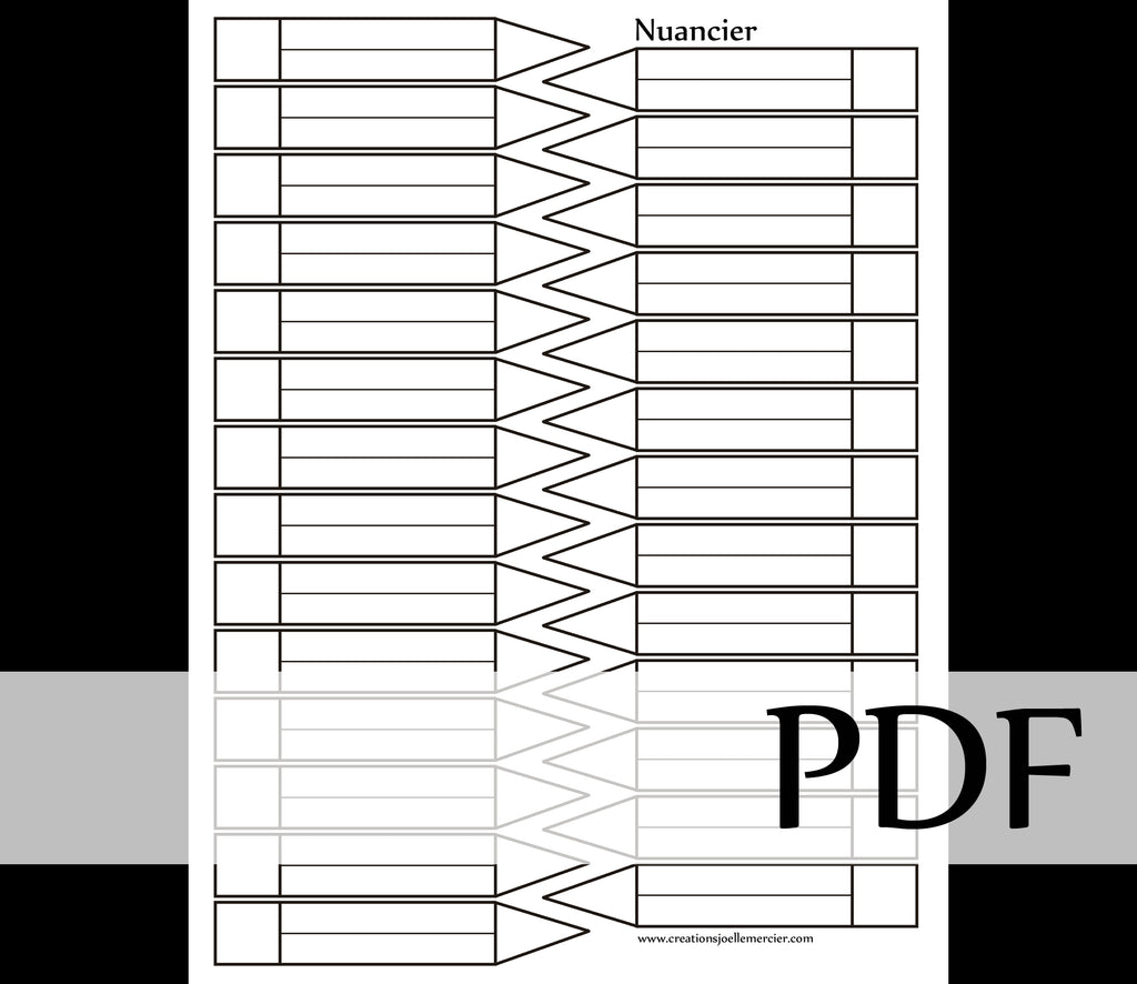 PDF Nuancier à colorier pour classer vos couleurs, coloriage, classement, charte, version 27 espaces