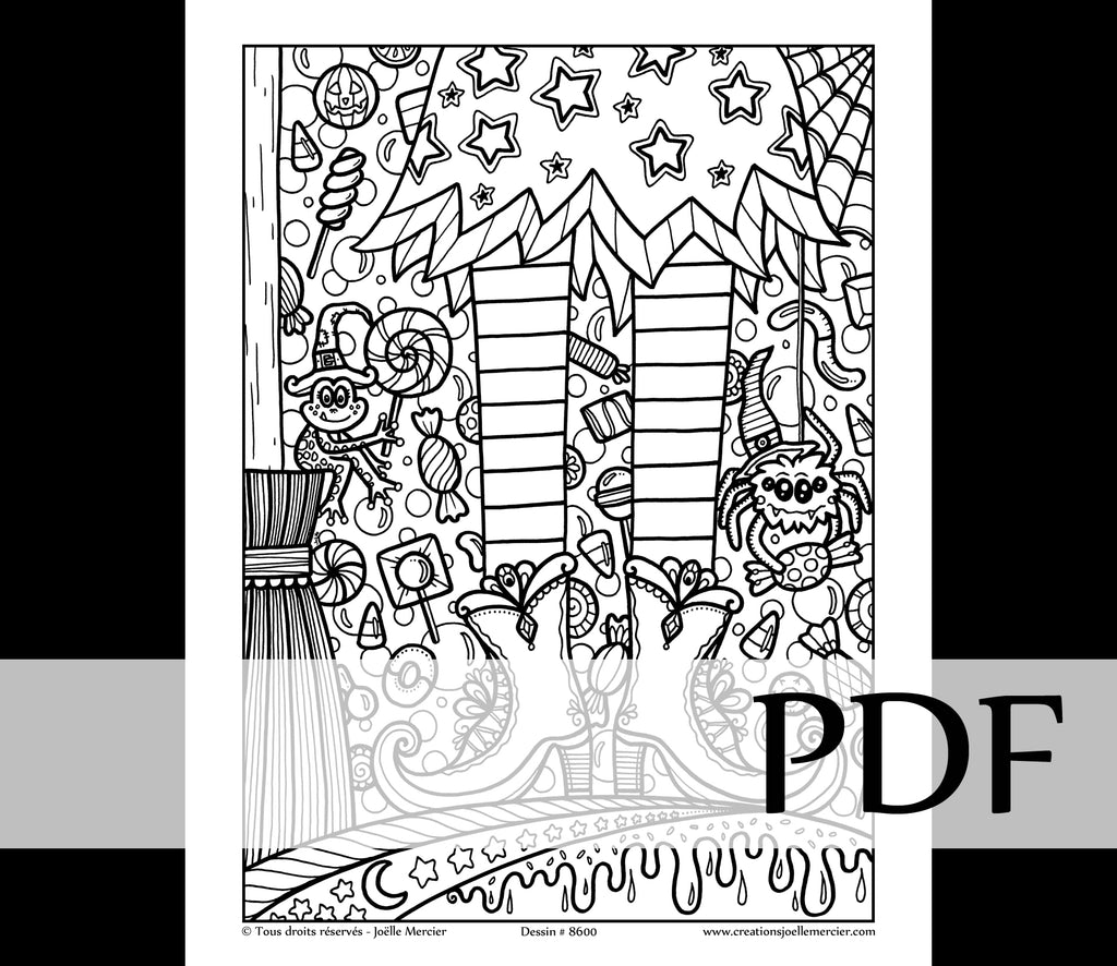 Téléchargement instantané - PDF à imprimer et colorier - Jambes de sorcière #8600, Halloween