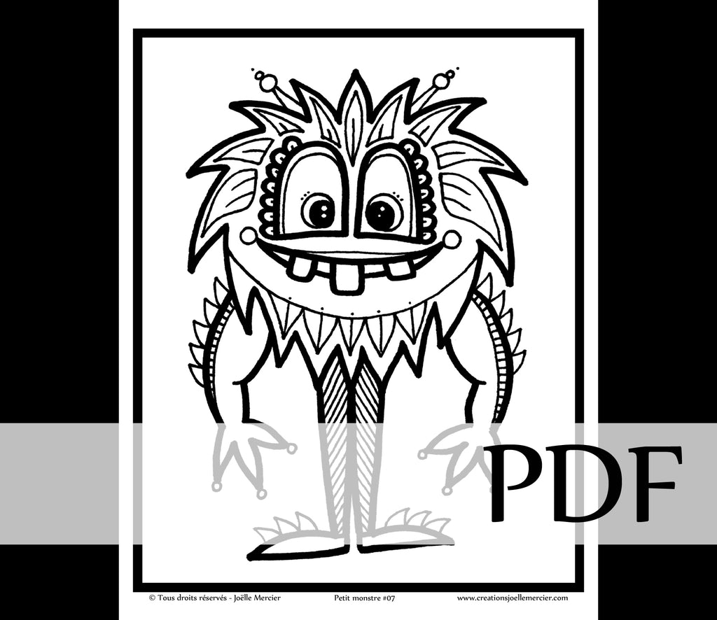 Téléchargement instantané - PDF à imprimer et colorier - Dessin pour enfant - PETIT MONSTRE #07, Mr Muscle