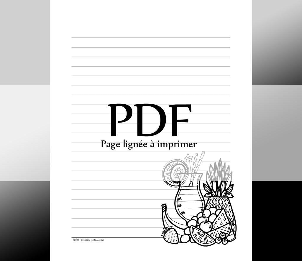 Page lignée #0005 - Téléchargement instantané - PDF à imprimer, JUS DE FRUITS