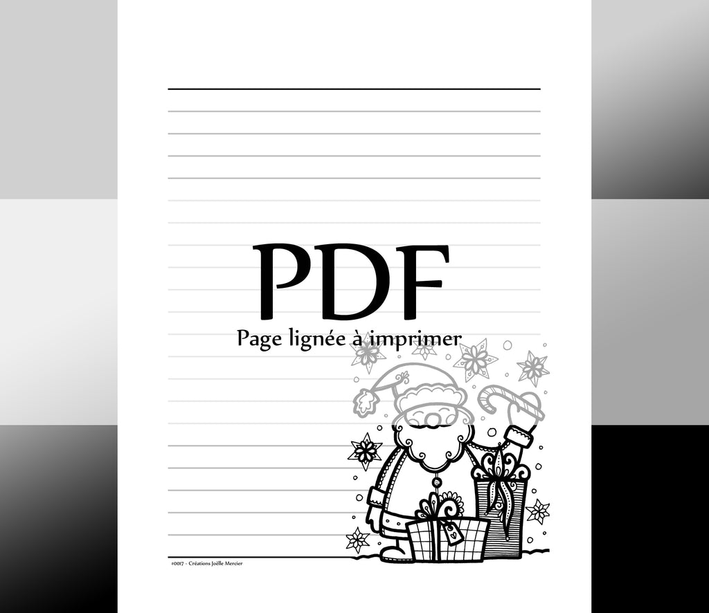 Page lignée #0017 - Téléchargement instantané - PDF à imprimer, PÈRE NOËL