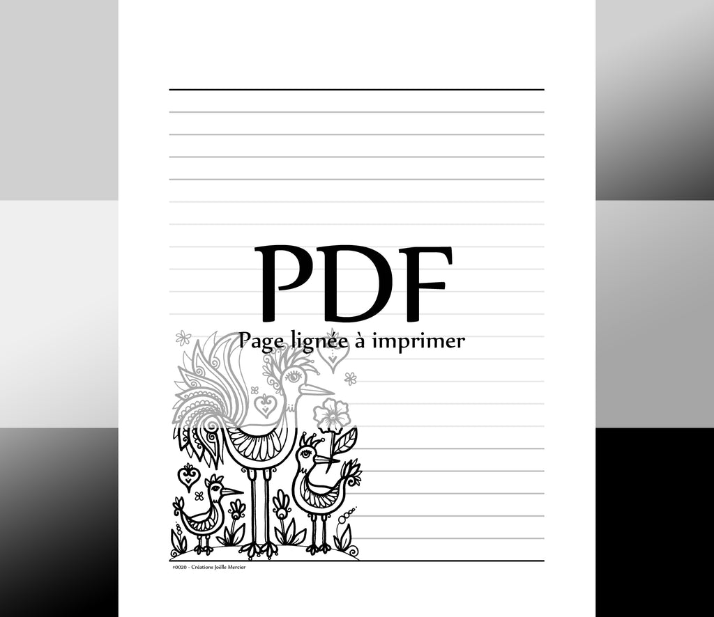 Page lignée #0020 - Téléchargement instantané - PDF à imprimer, MÈRE POULE