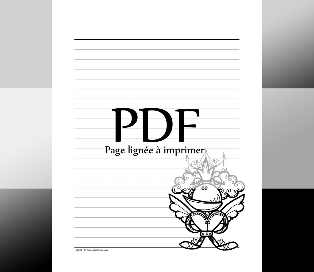 Page lignée #0024 - Téléchargement instantané - PDF à imprimer, MONSTRE SUPER-HÉROS