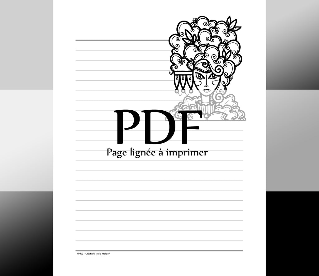 Page lignée #0027 - Téléchargement instantané - PDF à imprimer, FEMME NUAGES