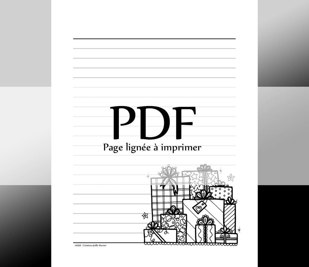 Page lignée #0028 - Téléchargement instantané - PDF à imprimer, CADEAUX