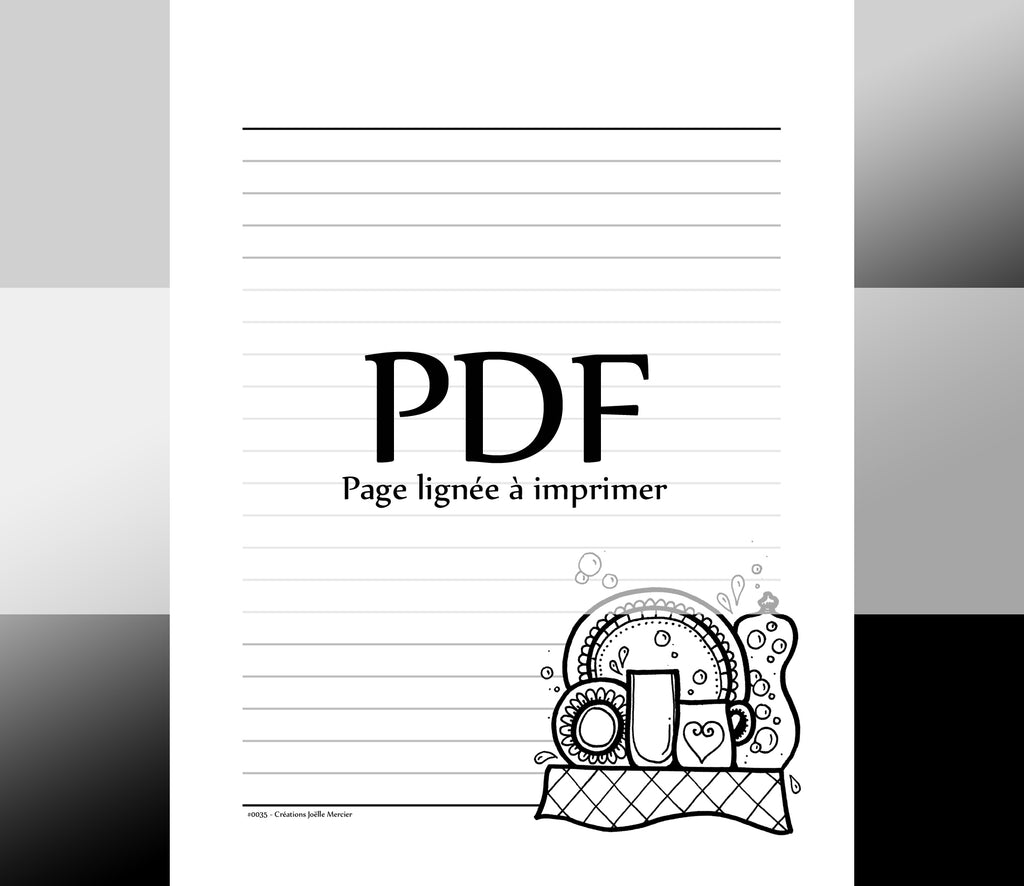 Page lignée #0035 - Téléchargement instantané - PDF à imprimer, CORVÉE DE VAISSELLE