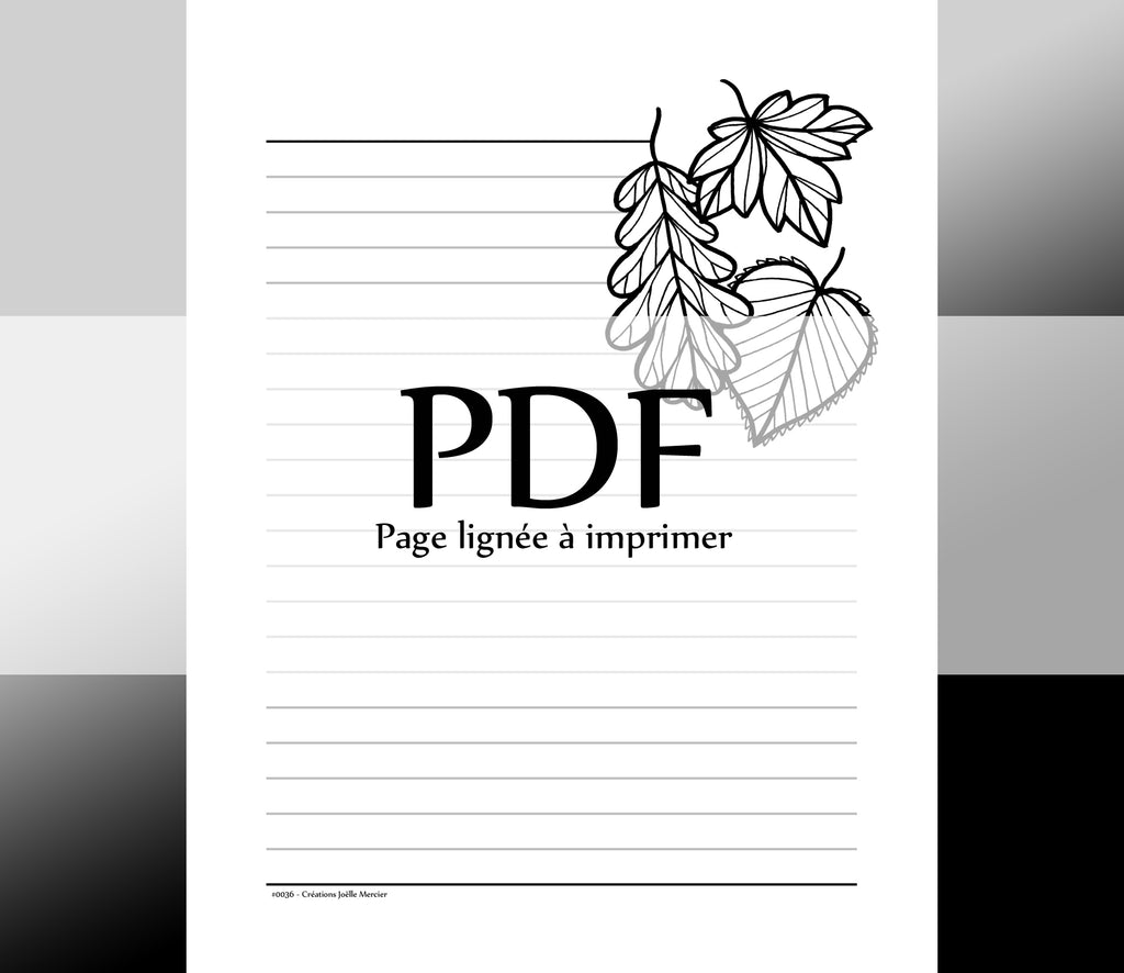 Page lignée #0036 - Téléchargement instantané - PDF à imprimer, FEUILLES D'AUTOMNE