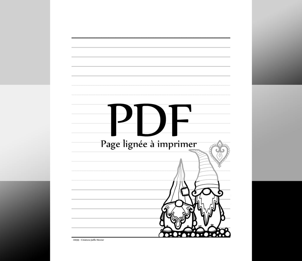 Page lignée #0039 - Téléchargement instantané - PDF à imprimer, GNOMES