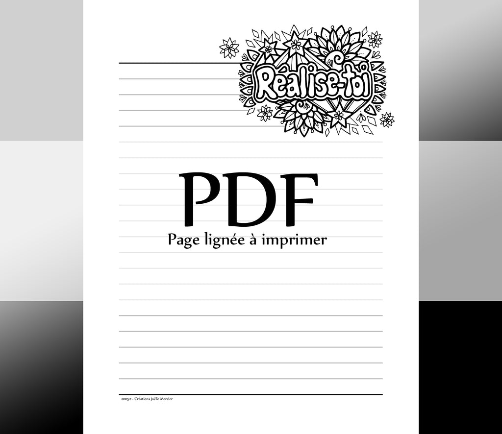 Page lignée #0052 - Téléchargement instantané - PDF à imprimer, RÉALISE-TOI