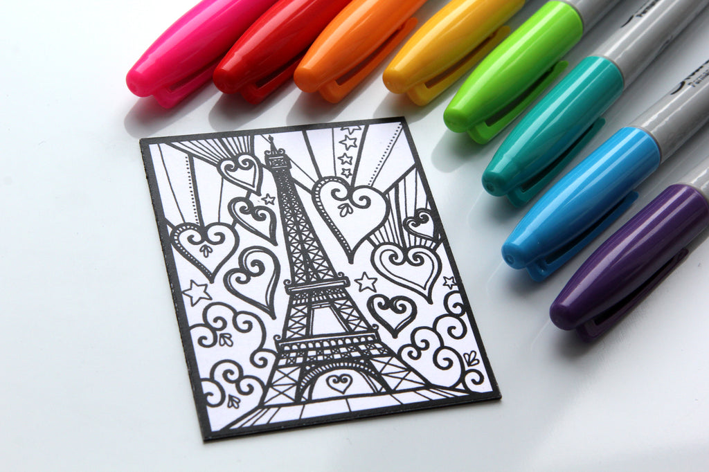 Aimant à colorier, PARIS, tour Eiffel, voyage, France